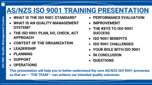 AS/NZS ISO 9001 Quality Management System Training Presentation