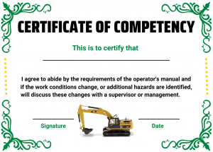 Verification of Competency for an Excavator
