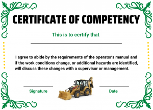Verification of Competency for a Backhoe