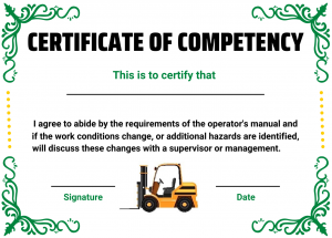 Verification of Competency for a Forklift 