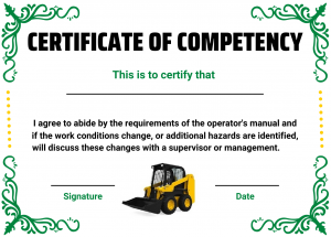 Verification of Competency for a Skid Steer Loader